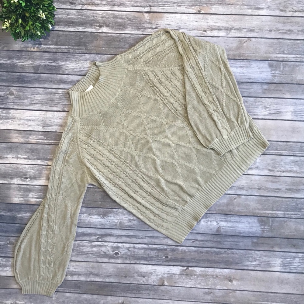 Beige Long Sleeve Mock Turtle Neck Sweater 31175TI - Picture 5 of 9